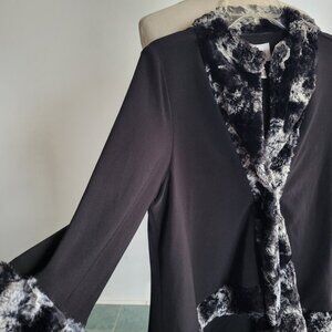 Joseph Ribkoff Faux Fur Wrap Cape Jacket (Size: Small)